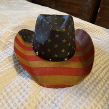 Straw American Flag Cowboy Hat. Men, Women, Looks Vintage. One Size Fits All
