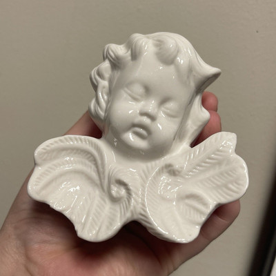 Ceramic Cherub Night Light White Decorative