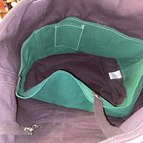 Vintage 90s Deluxe Lands End Boat Tote Canvas Bag Blue Green Made In USA - Picture 10 of 12