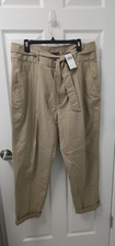 NWT Polo Ralph Lauren Trousers 16 Tan Khaki Beige Pant Euro Tie Wide Leg New 125
