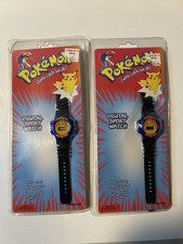 Vintage Lot Of 2 1999 Pok mon Pikachu Digital Sport Watch New Sealed Black Blue