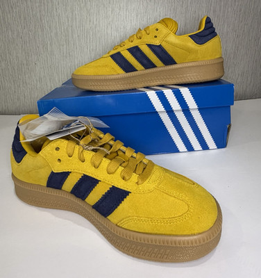 adidas Samba XLG Men's Yellow/Blue Suede Lace-Up Sneakers Rubber Sole SizeUS 8.5