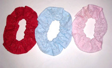 Hair Scrunchie Lace Scrunchies by Sherry Ties Ponytail Holders Red Pink Blue