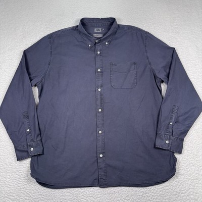Flint and Tinder Shirt Mens 2XL Classic Fit Gray Button Front L/S Cotton Casual