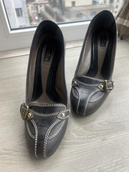 Women Etro Heels Grey Leather 8.5