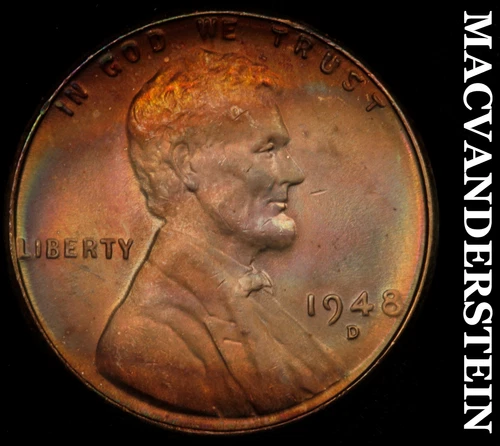 1948-D Lincoln Wheat Cent- Color- Choice Gem Brilliant Uncirculated #J2822