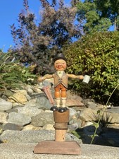 Antique Anri N. Mint Hand Carved Painted Wood Bead Push Cork Bottle Stopper Man