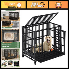 48" Heavy Duty Dog Crate - Indestructible, Escape-Proof Kennel with Lockable Whe