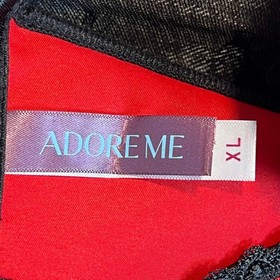 Adore Me Corset Bustier XL Red Black Lace Floral Garter Straps Lingerie Top