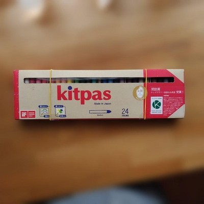 Kitpas Medium 24-Color Rice Wax Crayons for Glass Drawing, Paper-Wrapped