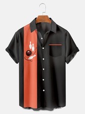 Mens 50s Vintage Bowling Shirt