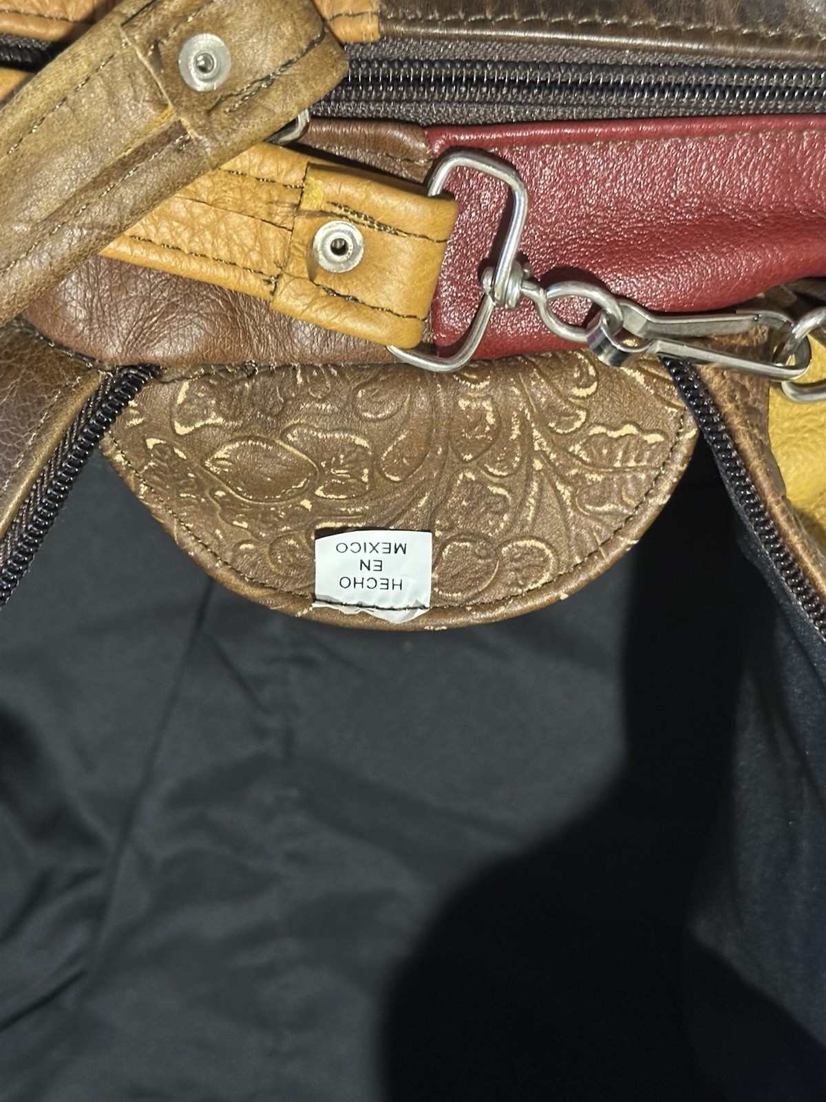 Patchwork Genuine Leather Fur Duffel Satchel Bag … - image 17