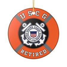 USCG Retired Coastie 3" Ceramic Christmas Ornament Made In The USA Ships From Th