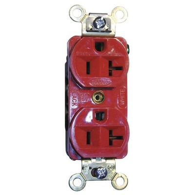 HUBBELL HBL5352R Receptacle,Red,20 A,2P3W,Back; Side,1PK 2LBW1