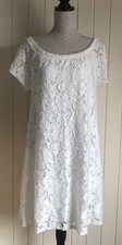 RIVER ISLAND - Ivory Floral Lace A-Line Knee Length Dress - Size UK 18