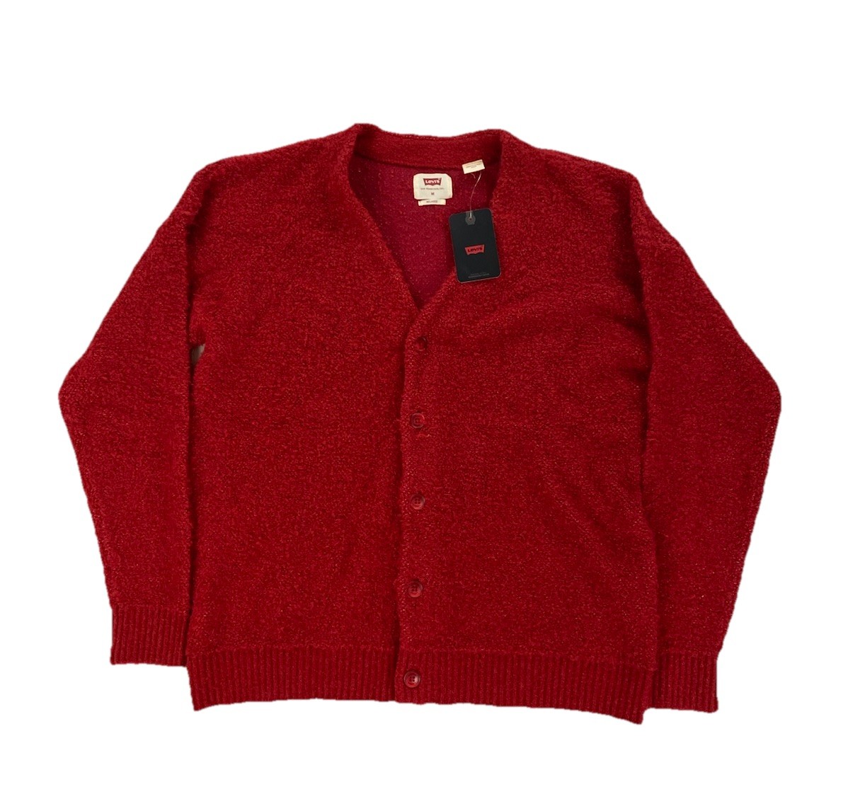 NEW Levis Strauss Coit Boxy Cardigan Sweater Red Wool Blend Relaxed Mens Size M 8690₽