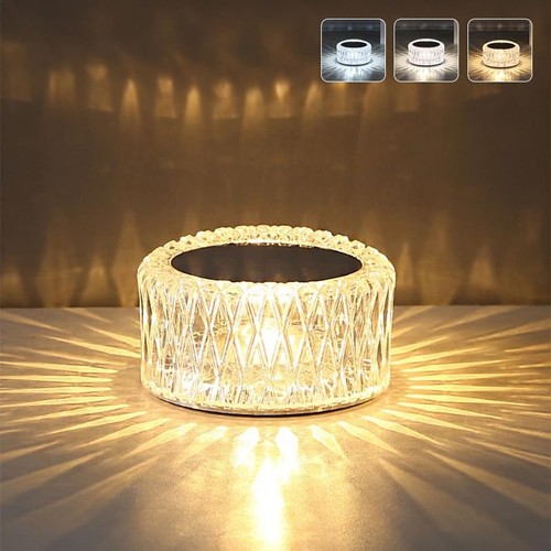 EJFOIEJ Portable Crystal LED Table Lamp, 3-Levels Brightness Desk Lamp, 3 Col...