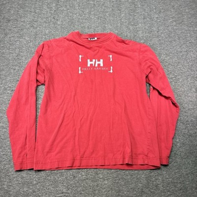 Vintage Helly Hansen Long Sleeve Graphic Tee Shirt Small Women Y2k Ski Hike Red