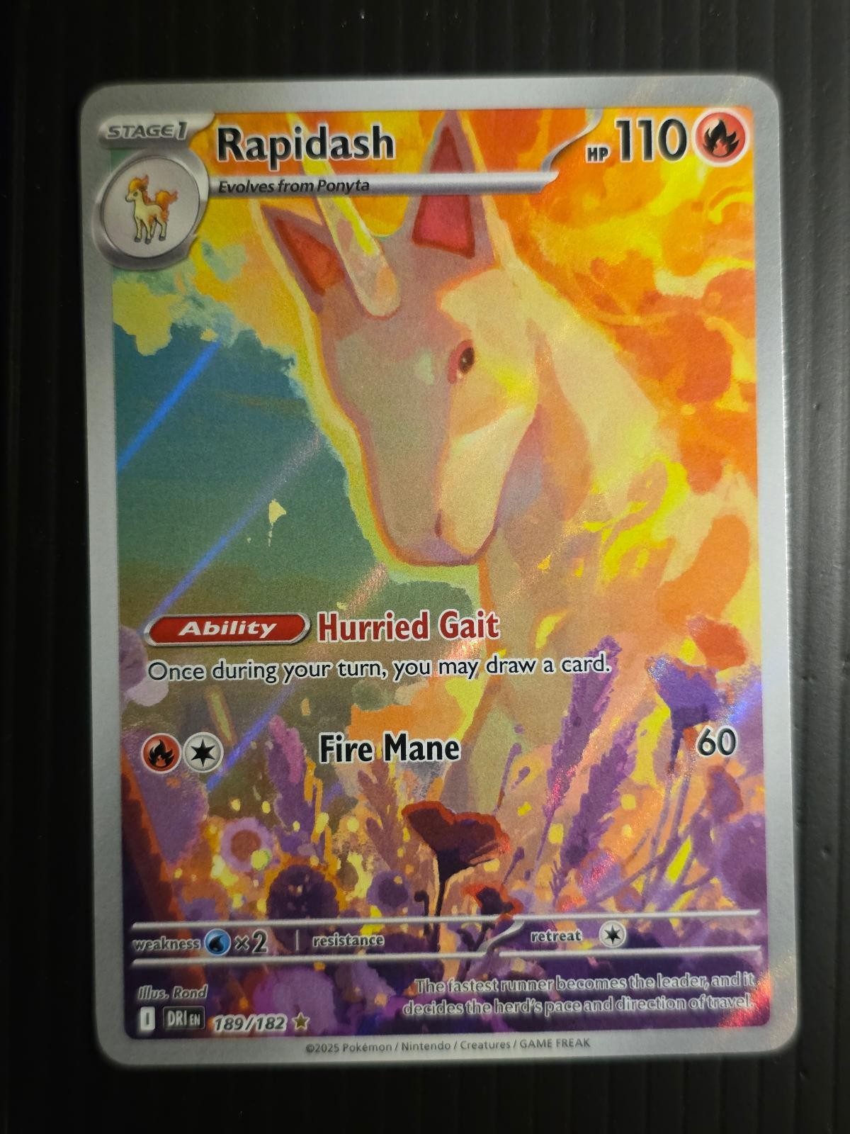 Rapidash 189/182 Illustration Rare Destined Rivals Pokemon Holo Near Mint