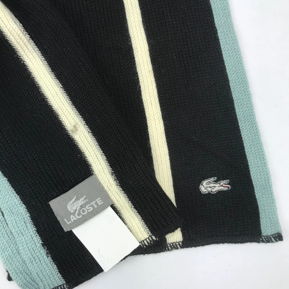Bufanda de lana Lacoste clásica a rayas tejida invierno calentador cuello bufandas Foto 4 de 4