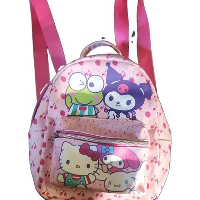 Sanrio Pink Faux Leather Mini Backpack Zip Front Pocket Hello Kitty Kuromi
