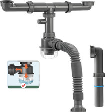1-1/2 Inch Kitchen Sink Drain Kit, Space-Saving Kitchen Drain with P-Trap and Ex
