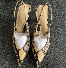 Zara Damen Slingback Pumps Leder Schlangenopt...