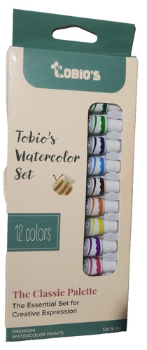 Tobios Watercolor Paint Set Classic Color Pallet 12 Colors 9 ML Tubes