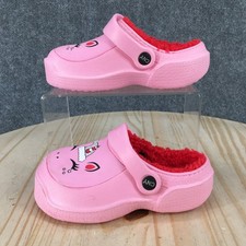 CNY Shoes Toddler 8-9 Pink Clog Unicorn Faux Fur Lined Indoor Round Toe Comfort