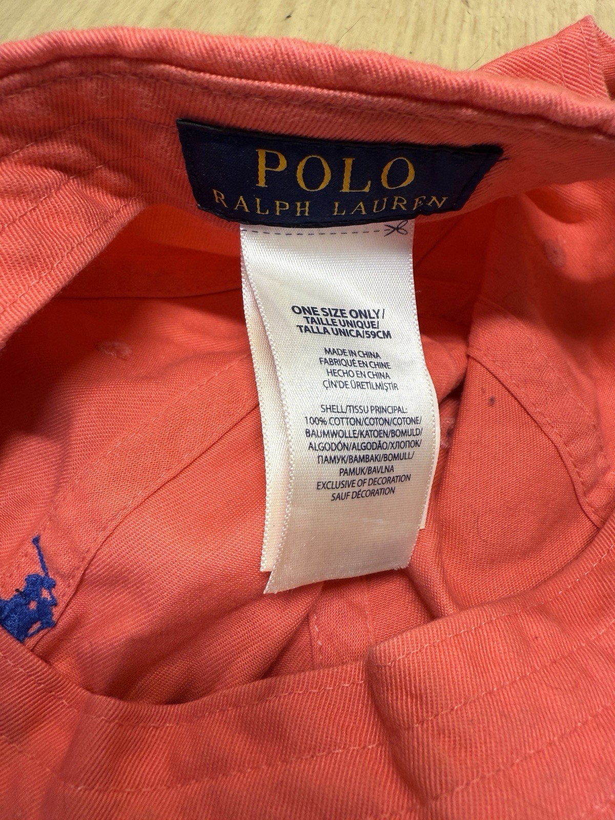 Cappello Polo Ralph Lauren regolabile con cinturino berretto a sfera salmone cotone pony