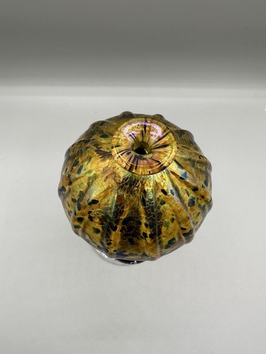 hand blown art glass oil lamp Signed Iridescent - Picture 2 of 8