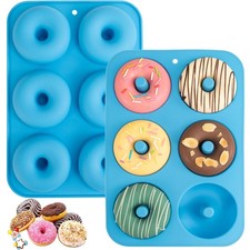 2Pk Non Stick Silicone Donut Mold Heat Resistant Donut Maker for Cakes Biscuits