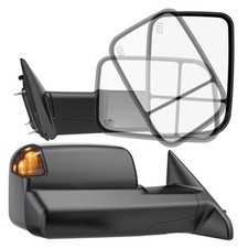 Smoked Power Heated Tow Mirrors Compatible with Dodge Ram 1500, 2002-2008 Black