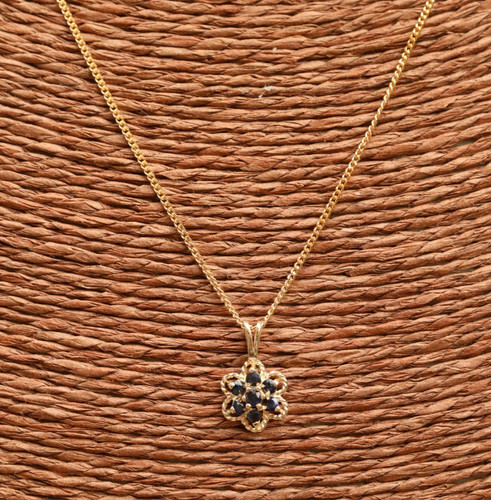 Chain Necklace & Sapphire Pendant