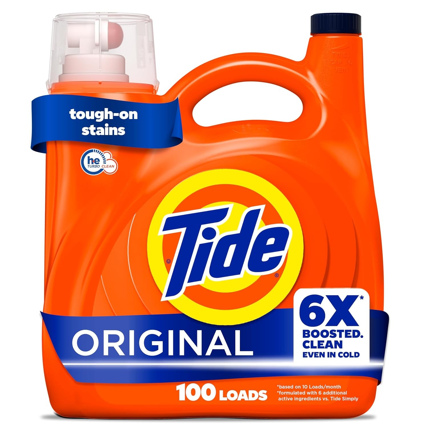 Tide Liquid Laundry Detergent, Original Scent, 125 fl oz, 100 Loads, Boosted Cle