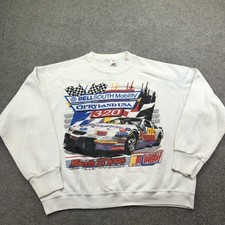 Vintage Nashville Speedway USA Sweatshirt Mens Large White NASCAR Racing 1996