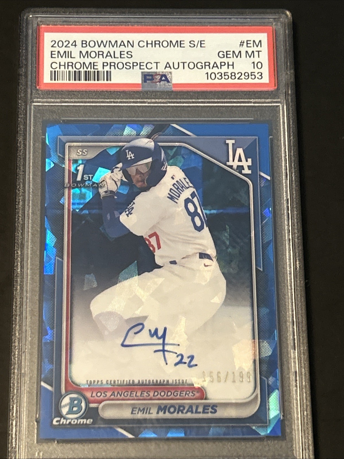 2024 Bowman Chrome Sapphire Edition Emil Morales #CSPAEM 1st Bowman Auto /199 RC