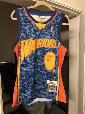 BAPE x Mitchell & Ness Golden State Warriors ABC BAPE Pattern Basketball Jersey