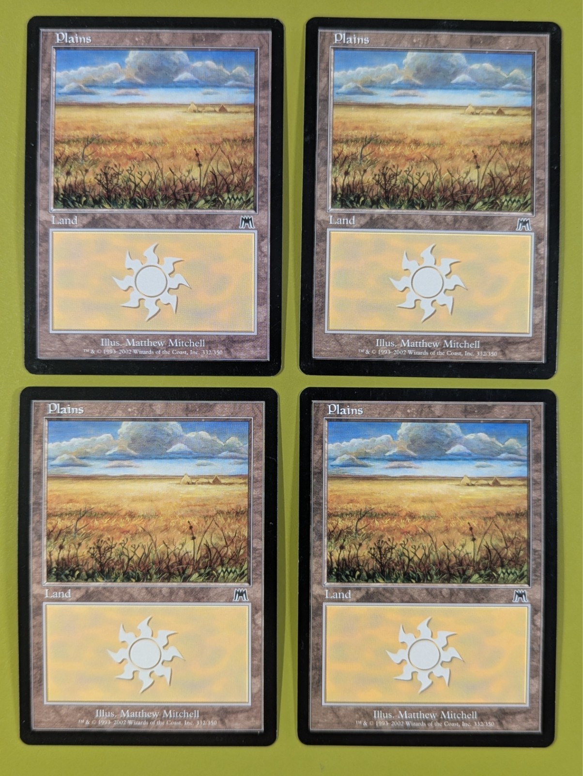 Plains (332) x4 Onslaught 4x Playset Magic the Gathering MTG