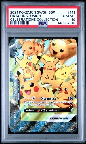 2021 POKEMON CELEBRATIONS COLLECTION PIKACHU V-UNION #SWSH141 PROMO HOLO PSA 10
