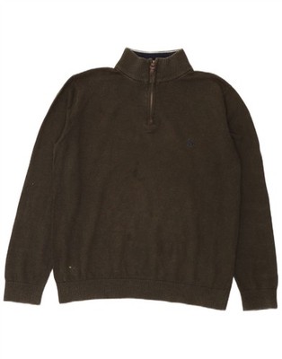 Joules Herren Zip Neck Pullover Sweater Large Grün Baumwolle DD26