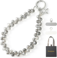 Crystal Phone Wrist Strap Phone Charm Chain Keychain Beaded Cellphone Lanyard wi