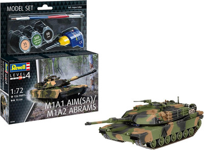 Revell 1/72 M1A1 AIM (SA)/ M1A2 Abrams Model Set (kit, glue, brush, paints)