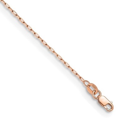 18K Rotgold poliert und diamantgeschliffen 1,2 mm massives Flachkabel 16 Zoll Kette