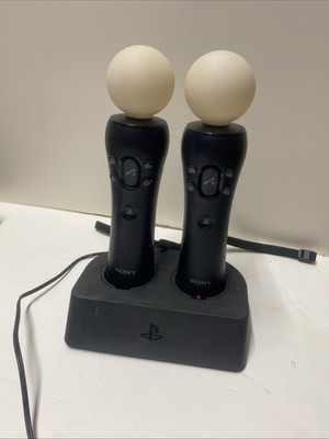 2 Sony PlayStation Move Motion Controller (CECH-ZCM1U) PS3 PS4 With Power A Base
