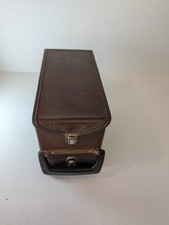 Vtg Cassette Double Sided Carry Case Holder Brown Faux Leather Holds 24 Tapes