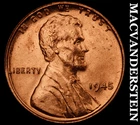 1945 Lincoln Wheat Cent- Red- Choice Gem Brilliant Uncirculated Luster #J6612