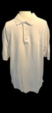 Cotton Traders Sport Mens Size Medium Polo Shirt Solid Ivory Short Sleeves Great