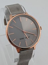 Nine West Watch Women 38mm Rose Gold Case Mesh Metal Band- New Battery