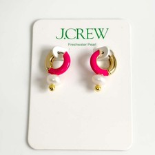 New Jcrew Real Pearl Drop Huggie Hoop Earrings Women Party Vacation Jewelry Gift